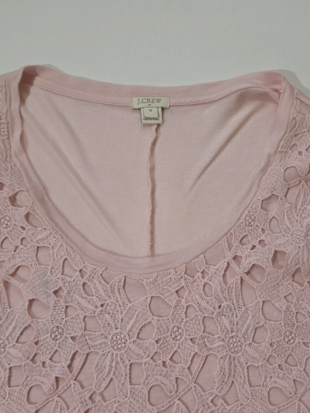 J. Crew Blouse‎ Womens Medium Pink Lace Floral Overlay Mixed Media Feminine